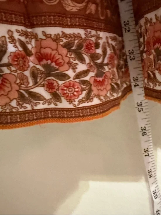 Boho Mini Dress Rust Floral Paisley Cottagecore Western Festival Summer Large - Picture 10 of 11